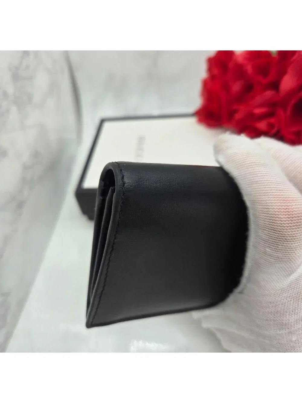 Gucci Wallet GG Marmont Silver Black